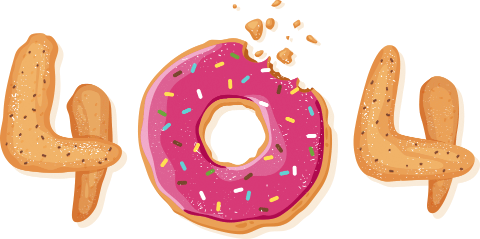 404 error text in bread and donut form